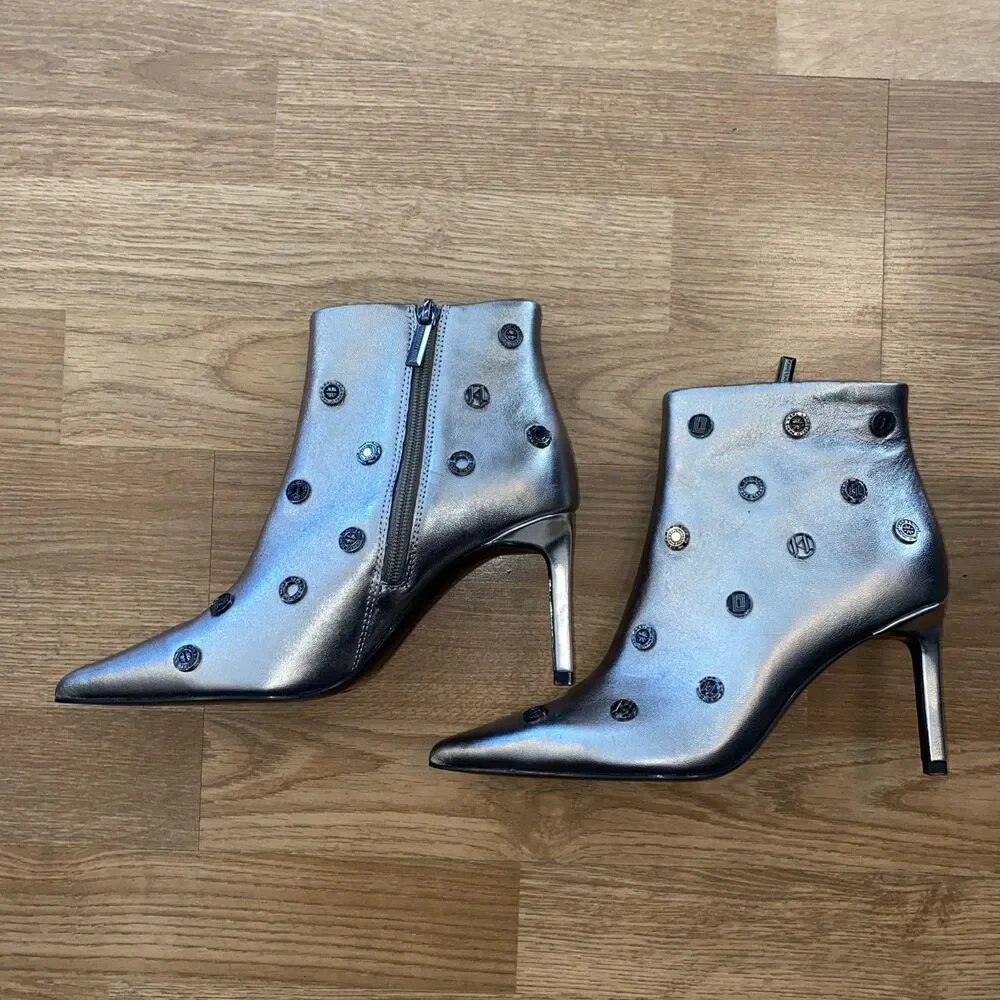 KARL LAGERFELD PARIS Womens Saina Dress Boots Pewter Size 6M NWOB - Picture 6 of 12